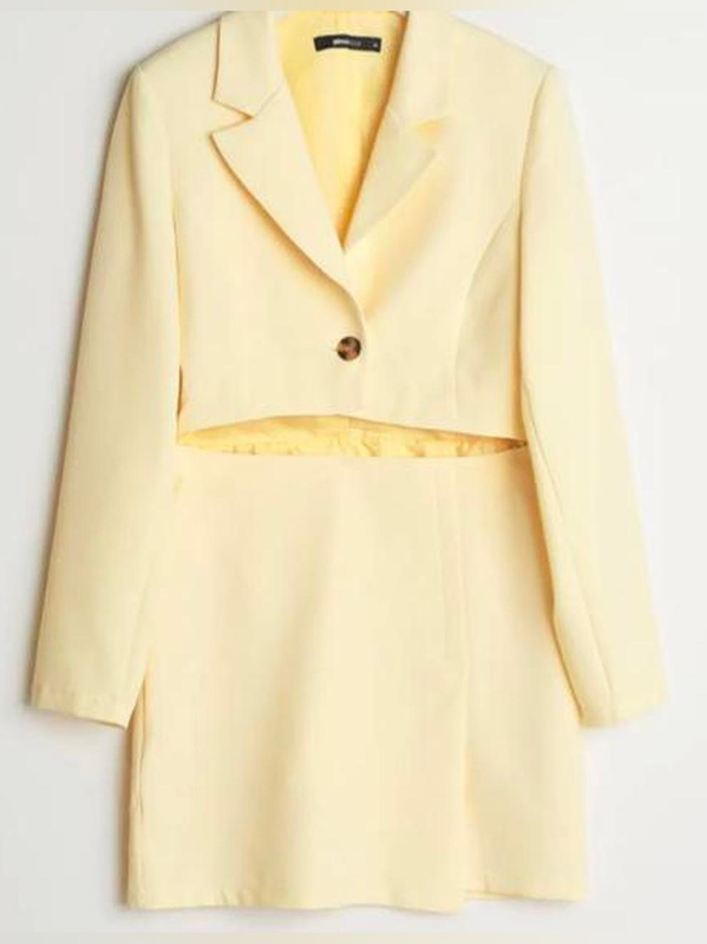 Gina Tricot Sweden Cut-Out Blazer Dress in baby/light yellow size 36